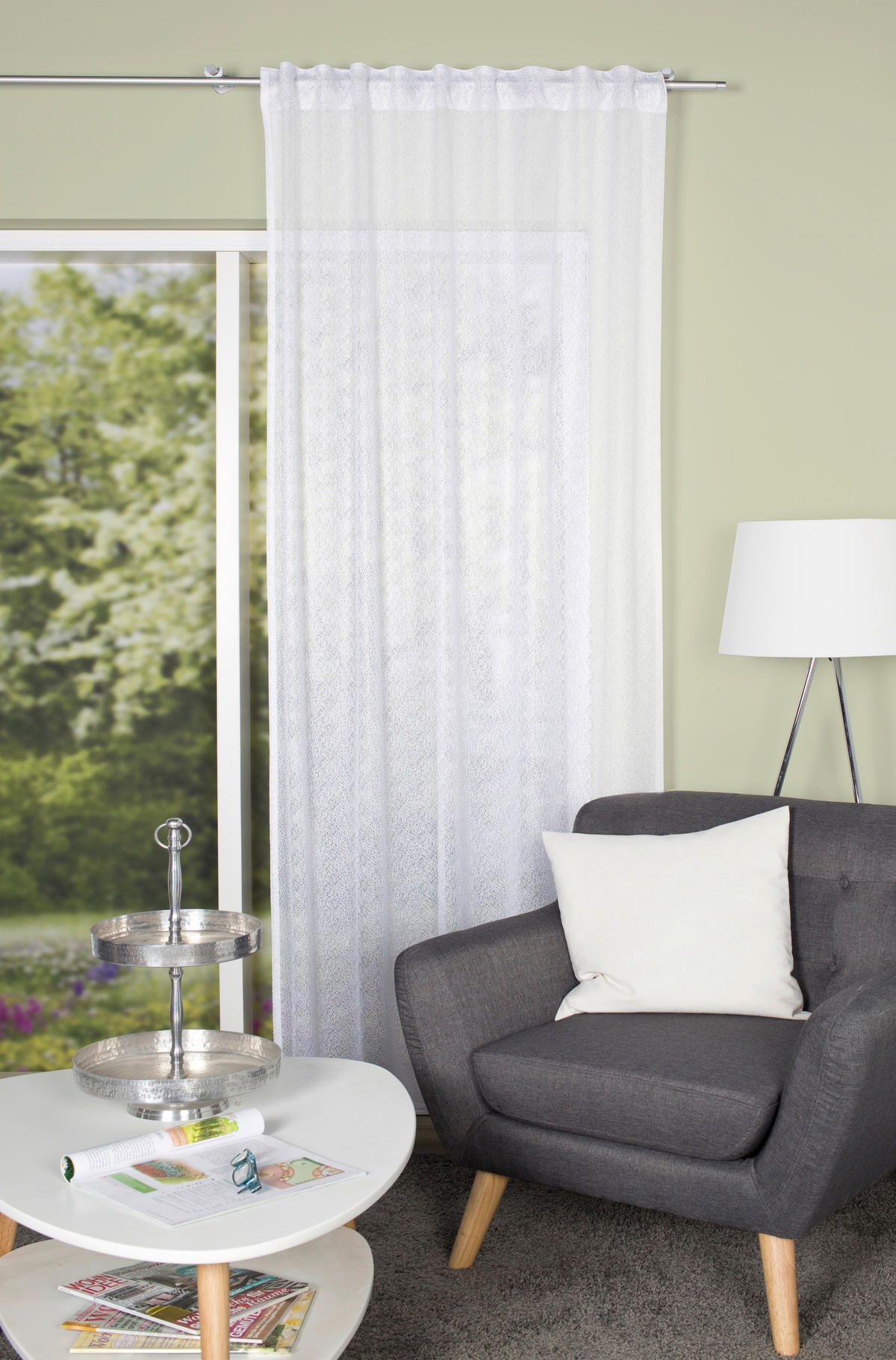 FERTIGVORHANG  halbtransparent   140/245 cm  - Weiß, Basics, Textil (140/245cm)