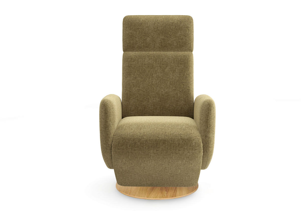 RELAXSESSEL Flachgewebe Aufstehhilfe    - Eichefarben/Olivgrün, KONVENTIONELL, Holz/Textil (71/110/82cm) - Sit & More