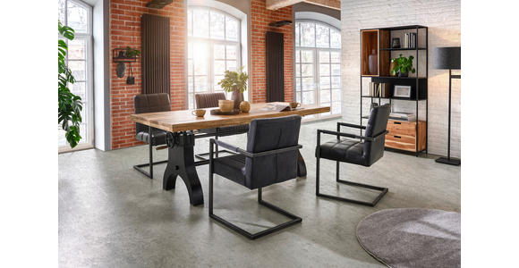 ESSTISCH - Schwarz/Naturfarben, Trend, Holz/Metall (200/90/77,5-93cm) - Ambia Home