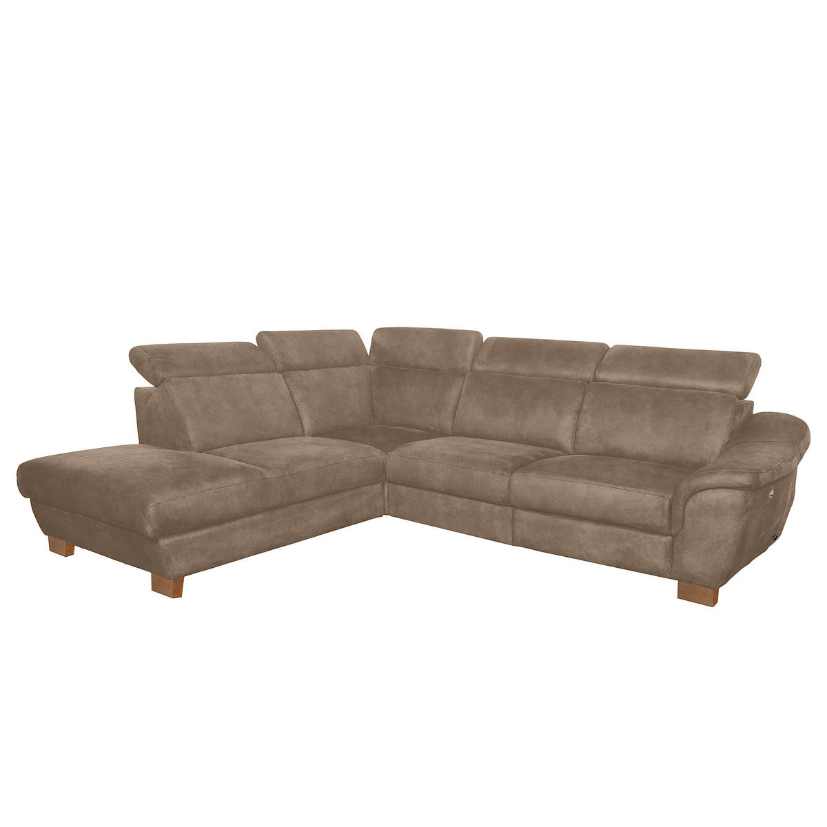ECKSOFA Mikrofaser Braun  - Naturfarben/Braun, Design, Holz/Textil (276/238cm) - Livetastic
