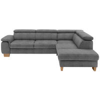 ECKSOFA in Mikrofaser Grau  - Eichefarben/Beige, Natur, Holz/Textil (273/226cm) - Beldomo System