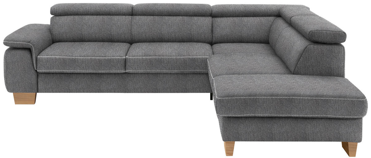 ECKSOFA in Mikrofaser Grau  - Eichefarben/Beige, Natur, Holz/Textil (273/226cm) - Beldomo System