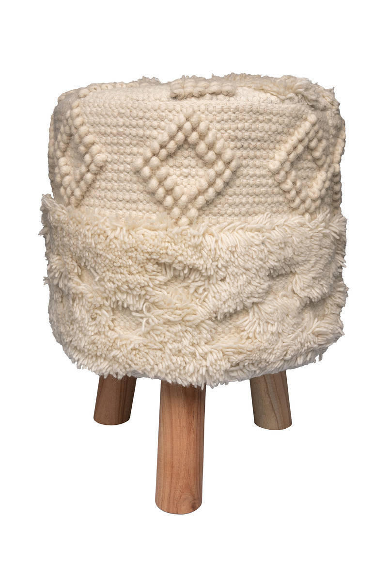 HOCKER Makramee Naturfarben - Naturfarben/Akaziefarben, Trend, Holz/Textil (38/50/38cm) - Kayoom