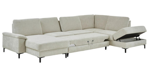 WOHNLANDSCHAFT Dieter Knoll Greige Chenille  - Greige/Schwarz, Design, Textil/Metall (175/349/235cm) - Dieter Knoll