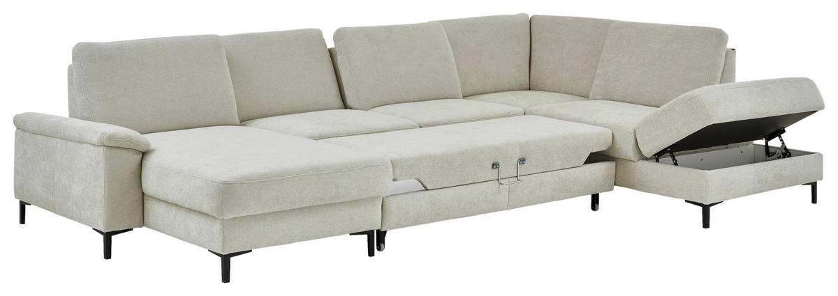 WOHNLANDSCHAFT Dieter Knoll Greige Chenille  - Greige/Schwarz, Design, Textil/Metall (175/349/235cm) - Dieter Knoll