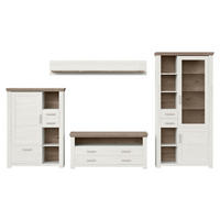 WOHNWAND  in Weiß, Eichefarben  370/206,6/51,2 cm  - Eichefarben/Weiß, Design, Glas/Holzwerkstoff (370/206,6/51,2cm) - SetOne by Musterring