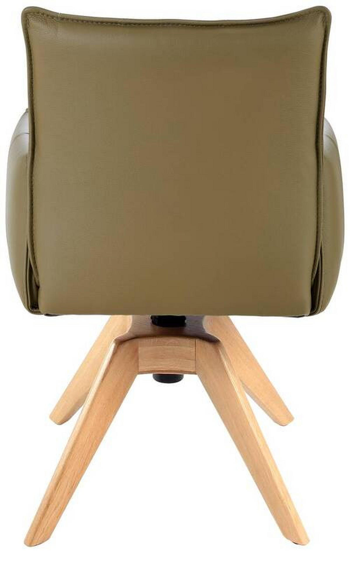 ARMLEHNSTUHL  in Echtleder pigmentiert  - Eichefarben/Olivgrün, Design, Leder/Holz (86/57/65cm) - Valnatura