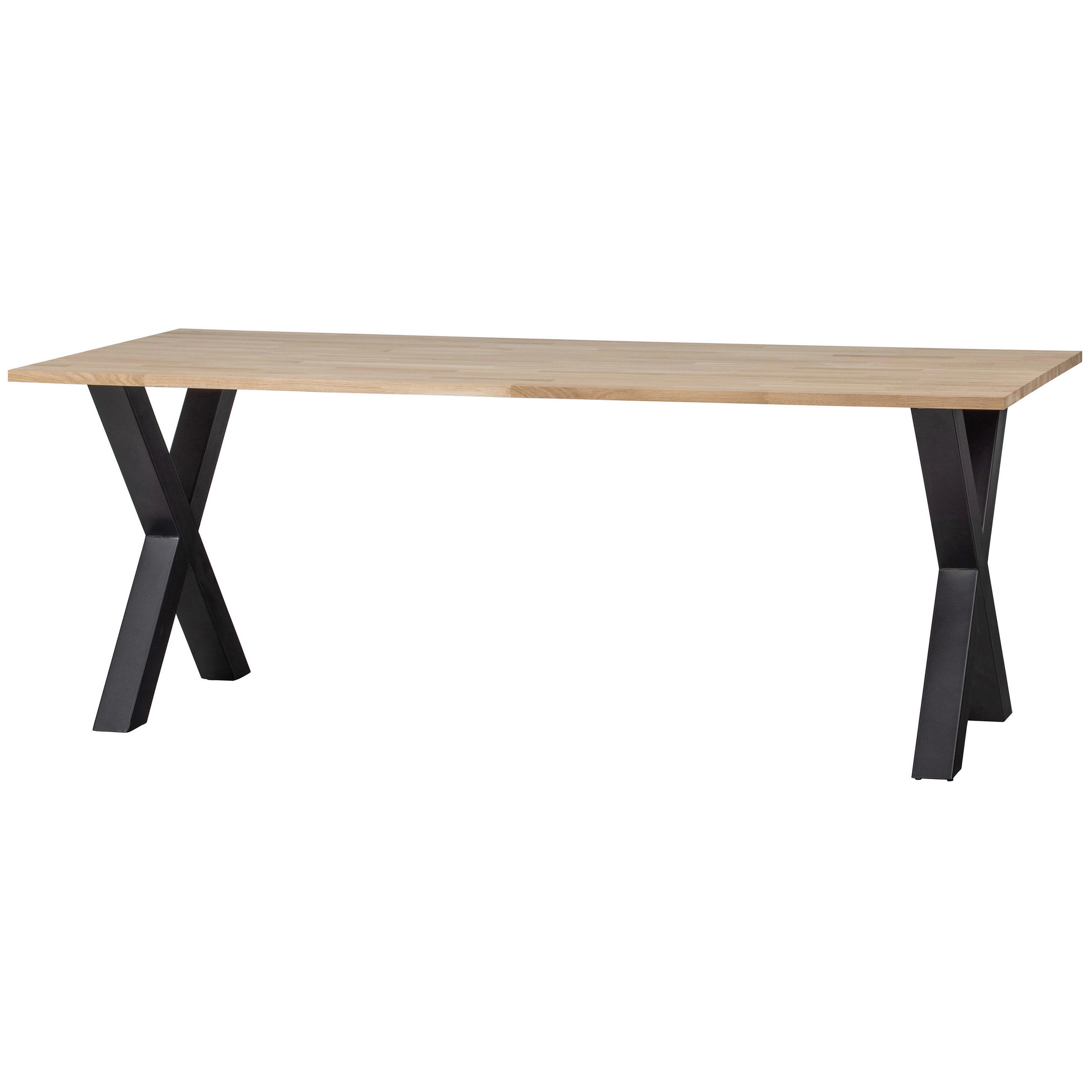 ESSTISCH Eiche massiv rechteckig Eichefarben  - Eichefarben/Schwarz, Design, Holz/Metall (200/90/75cm) - Livetastic