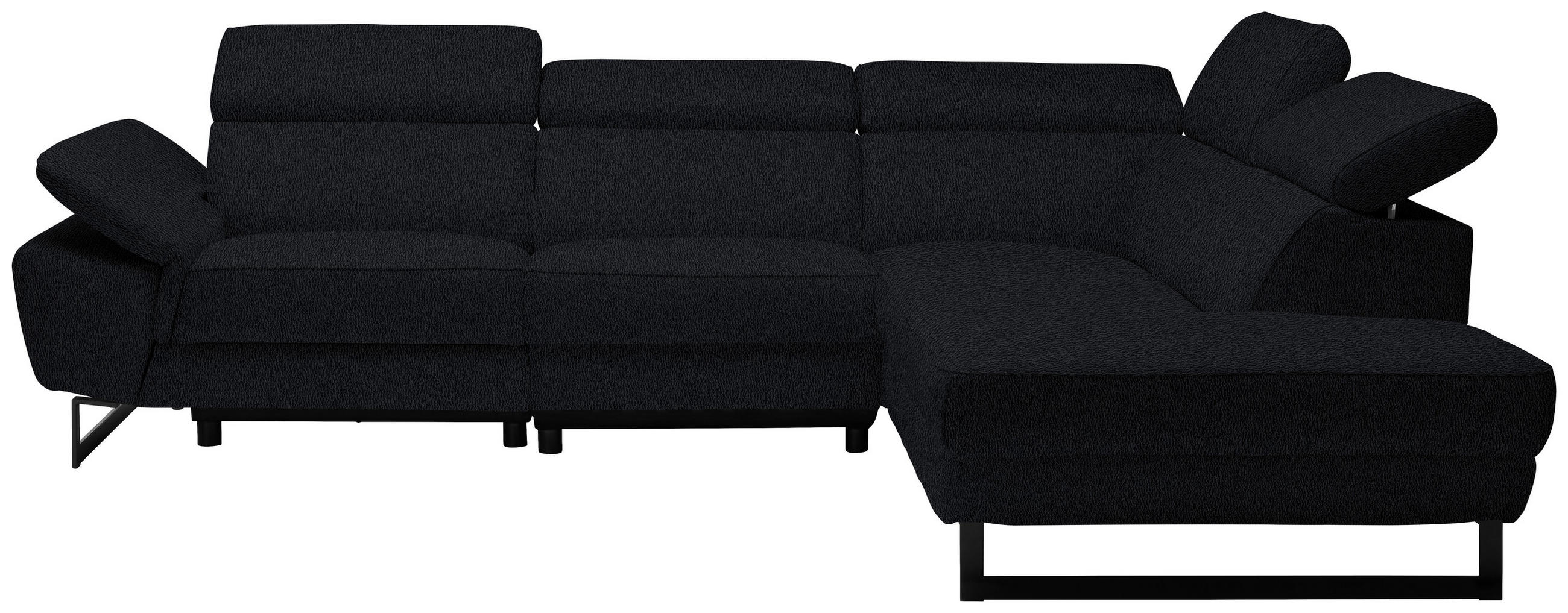 ECKSOFA in Echtleder Schwarz  - Schwarz, Design, Leder/Metall (281/225cm) - Celina Home