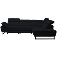 ECKSOFA in Echtleder Schwarz  - Schwarz, Design, Leder/Metall (281/225cm) - Celina Home