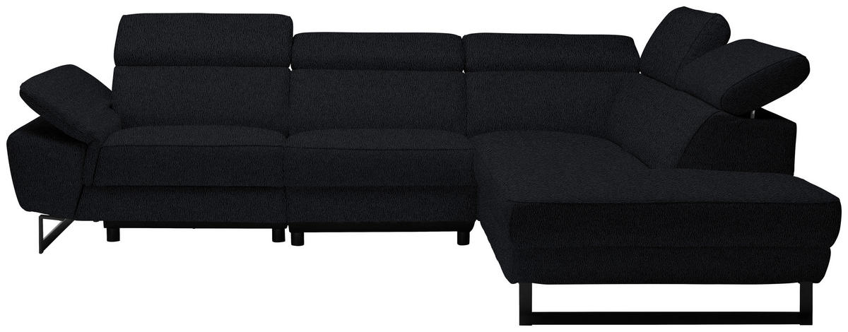 ECKSOFA in Echtleder Schwarz  - Schwarz, Design, Leder/Metall (281/225cm) - Celina Home