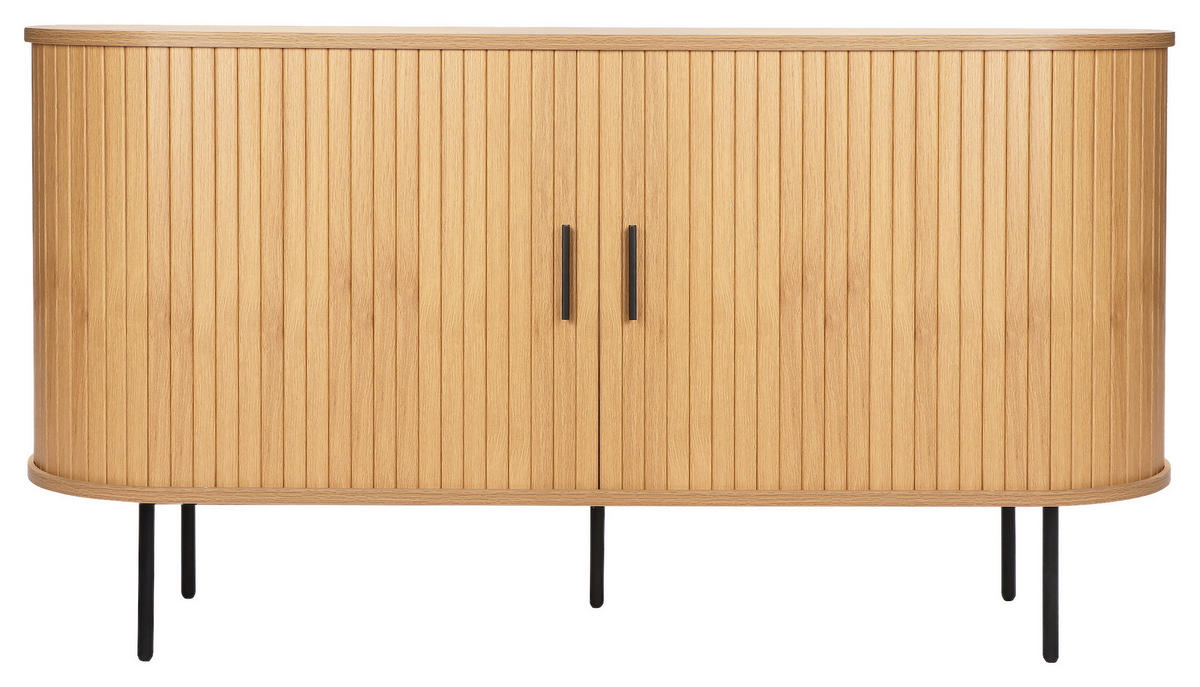KOMODA, črna, barve hrasta  - črna/barve hrasta, Design, kovina/leseni material (140/76/40cm) - Xora
