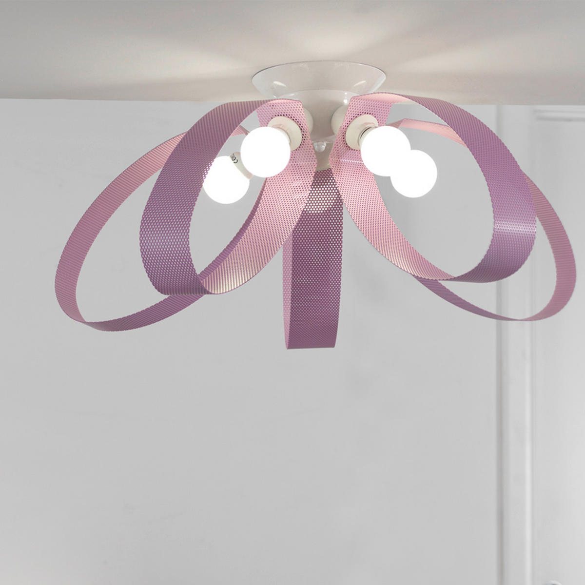 STROPNÍ SVÍTIDLO, 65/65/28 cm - bílá/pink, Basics, kov (65/65/28cm)