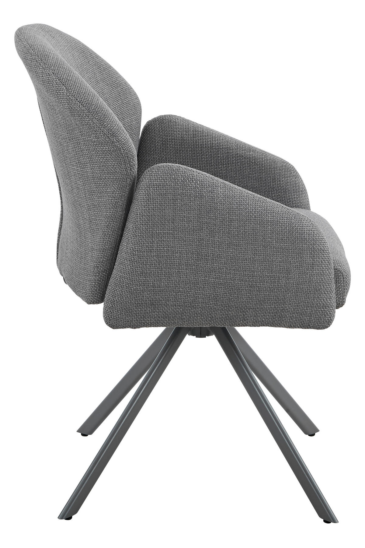 ARMLEHNSTUHL-SET 2 Stück  in Stahl Webstoff  - Grau, MODERN, Textil/Metall (56,5/84/61cm) - MID.YOU