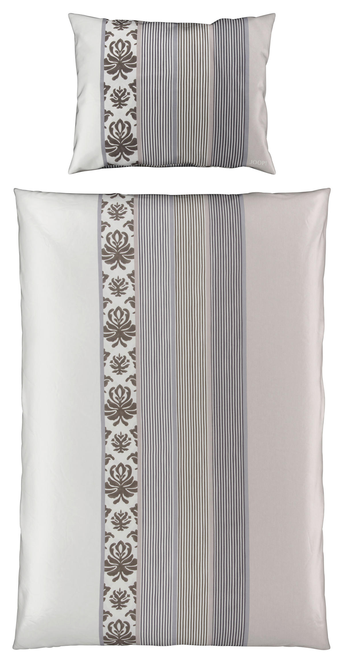 BETTWÄSCHESET Makosatin 160/210 cm  100 cm/65 cm  - Weiss/Schwarz, Lifestyle, Naturmaterialien/Textil (160/210cm) - Joop!