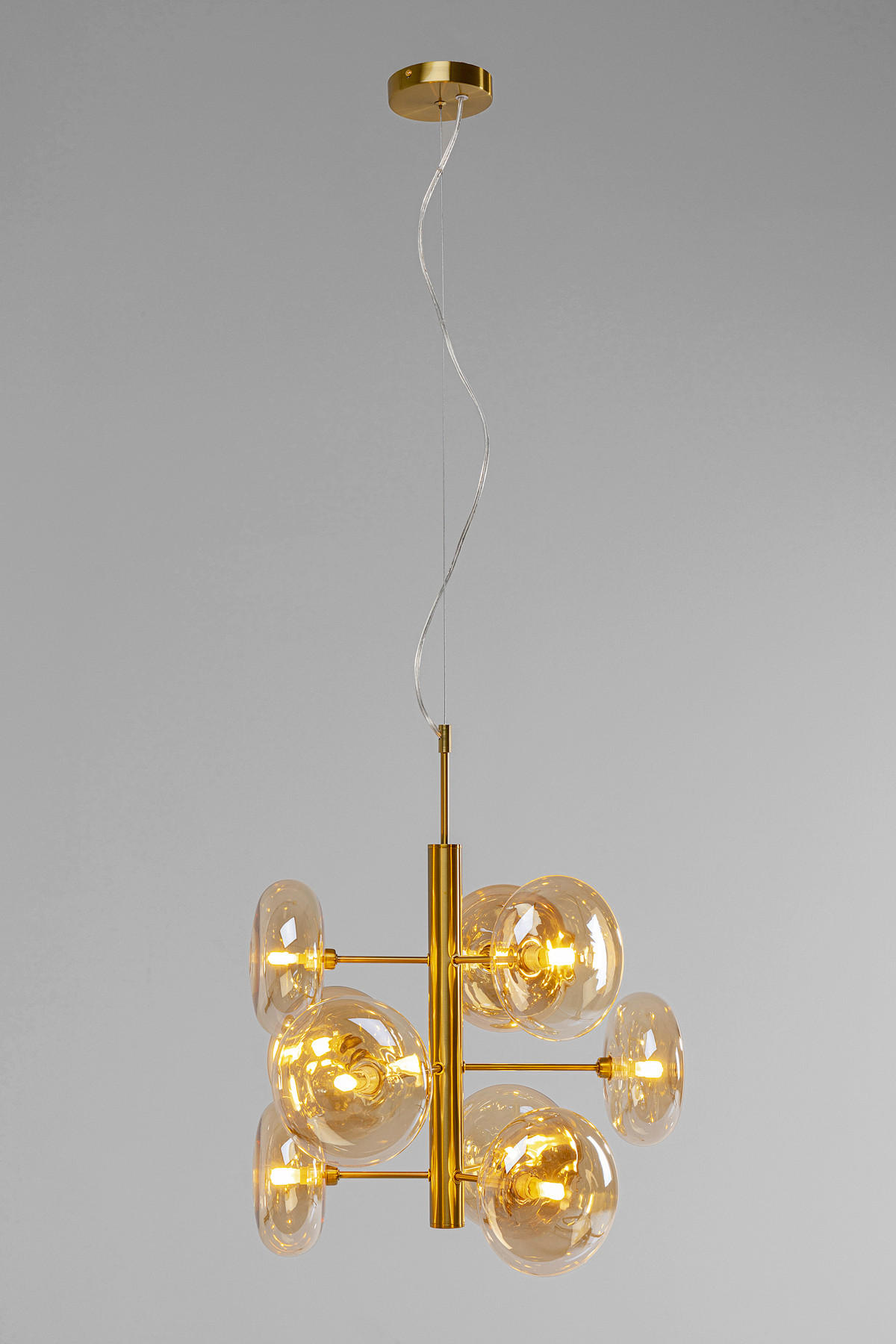 HÄNGELEUCHTE Headlight 53/155/53 cm   - Goldfarben/Schwarz, MODERN, Glas/Metall (53/155/53cm) - Kare-Design