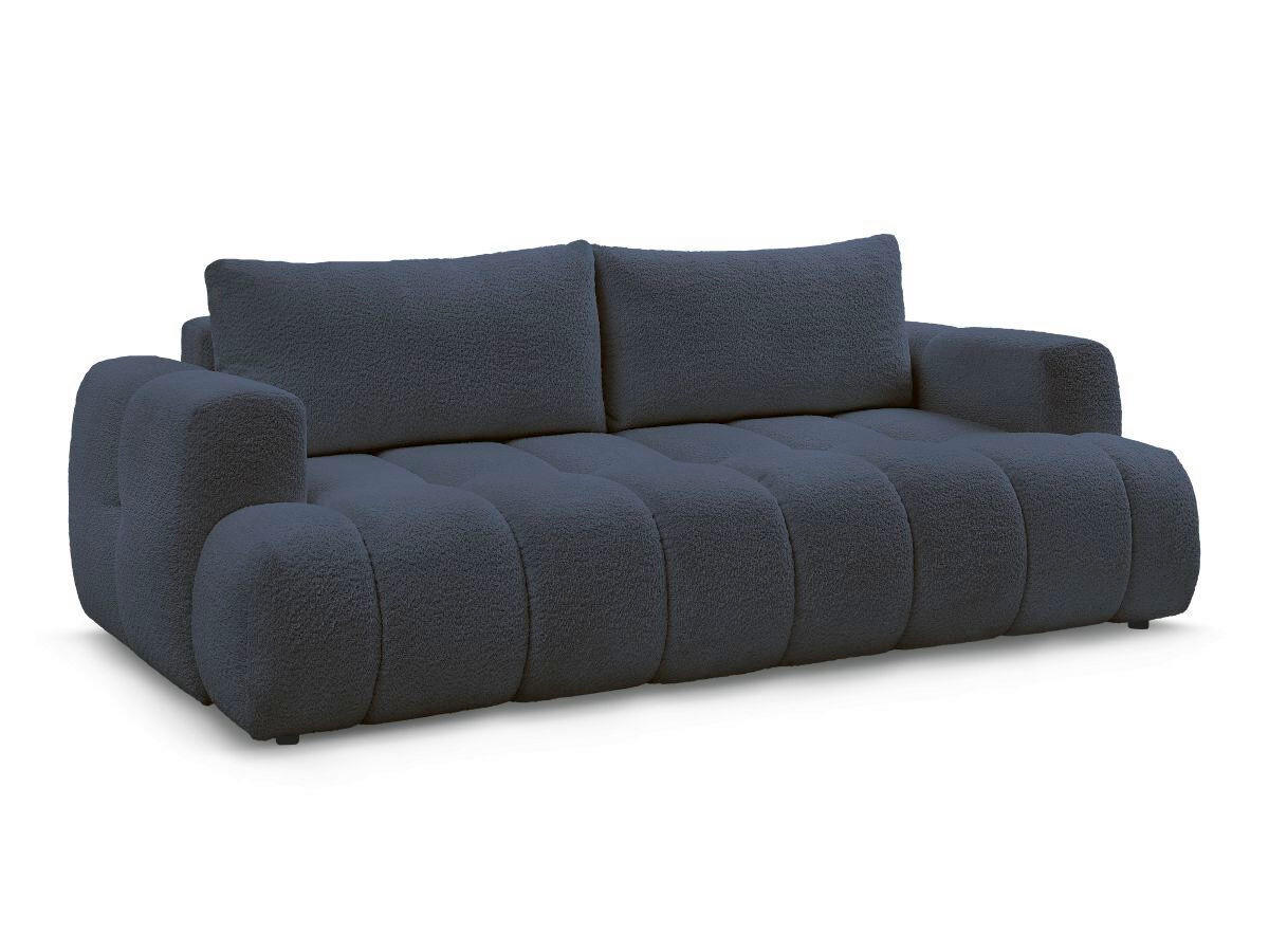SCHLAFSOFA FUJI Bouclé Dunkelblau  inkl.  - Schwarz/Dunkelblau, MODERN, Kunststoff/Textil (251/113/88cm)