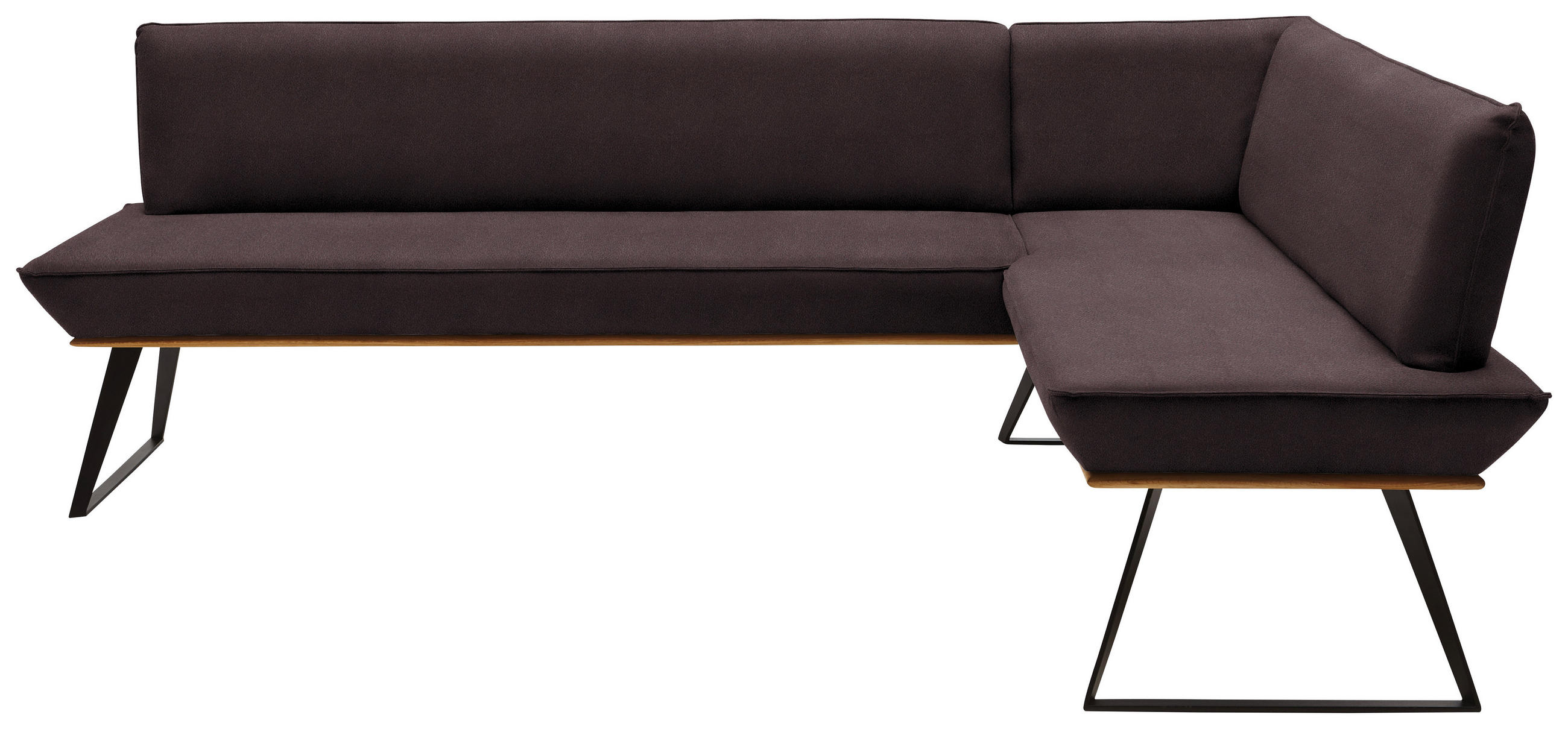 ECKBANK 243/183 cm Lederlook Braun, Schwarz, Eichefarben Eiche massiv Metall   - Eichefarben/Schwarz, Design, Holz/Textil (243/183cm) - Voleo