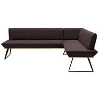 ECKBANK in Holz, Metall, Textil Braun, Schwarz, Eichefarben  - Eichefarben/Schwarz, Design, Holz/Textil (223/163cm) - Voleo