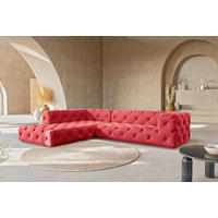 ECKSOFA Samt Rot  - Rot/Schwarz, Design, Kunststoff/Textil (228/325cm) - P & B