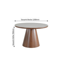 ESSTISCH Nachbildung  Glas, Holzwerkstoff rund Beige, Walnussfarben  - Beige/Walnussfarben, MODERN, Glas/Holzwerkstoff (120/75cm) - MID.YOU