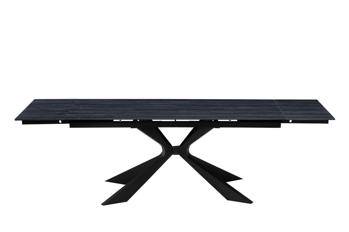 ESSTISCH 180-260/90/76 cm  Metall, Stein ausziehbar rechteckig Schwarz  - Schwarz, MODERN, Stein/Metall (180-260/90/76cm) - P & B