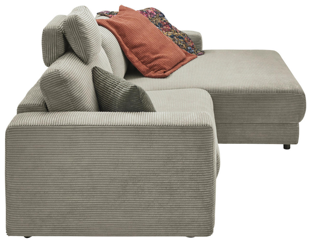 ECKSOFA in Cord Graubraun  - Graubraun/Schwarz, Design, Kunststoff/Textil (296/168cm) - Pure Home Lifestyle