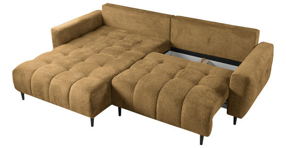 ECKSOFA  in Chenille Honig  - Schwarz/Honig, KONVENTIONELL, Holz/Textil (180/266cm) - Carryhome
