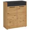 SCHUHSCHRANK Eiche, Balkeneiche furniert Schwarz, Eichefarben  - Eichefarben/Schwarz, Design, Holz/Holzwerkstoff (86/103/37cm)
