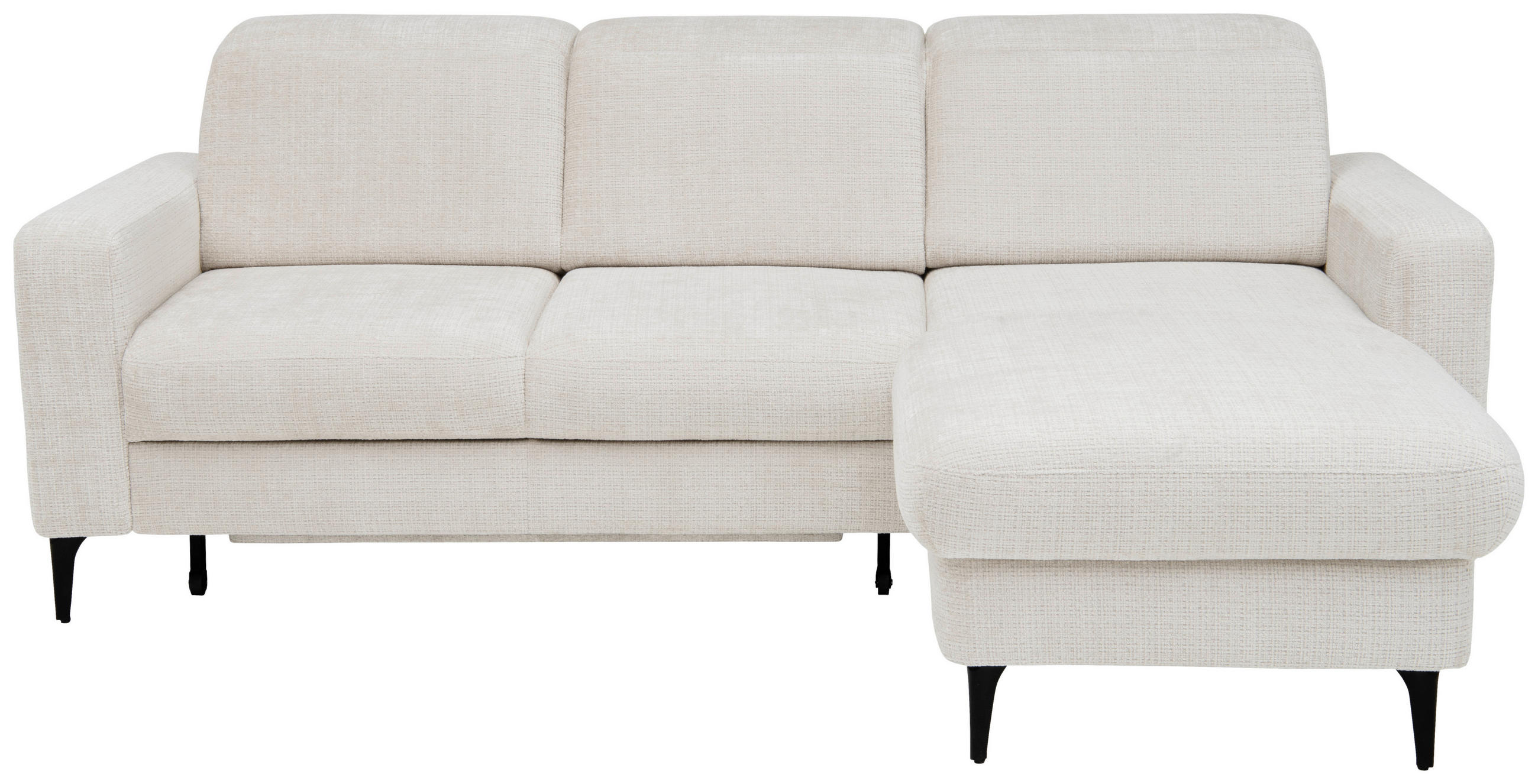 ECKSOFA FABIO in Chenille Creme  174/223 cm  - Creme/Schwarz, Design, Textil/Metall (174/223cm) - Livetastic