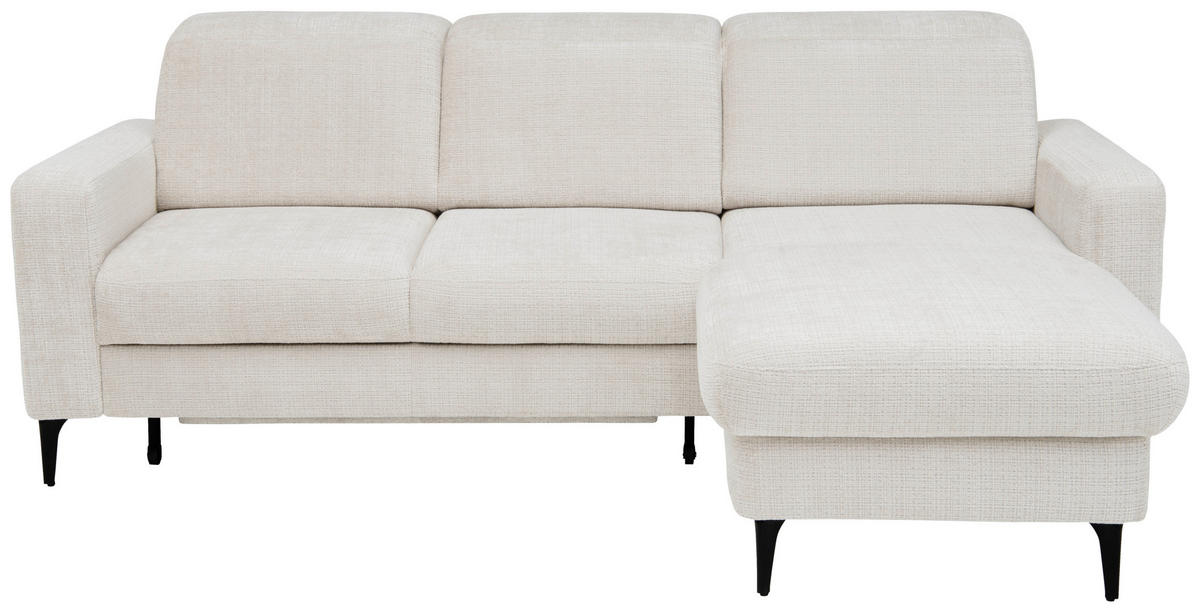ECKSOFA FABIO in Chenille Creme  174/223 cm  - Creme/Schwarz, Design, Textil/Metall (174/223cm) - Livetastic