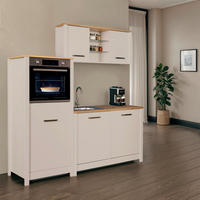 KÜCHENLEERBLOCK 200 cm   in Kaschmir, Eiche Artisan  - Kaschmir/Silberfarben, MODERN, Glas/Holzwerkstoff (200cm) - home24