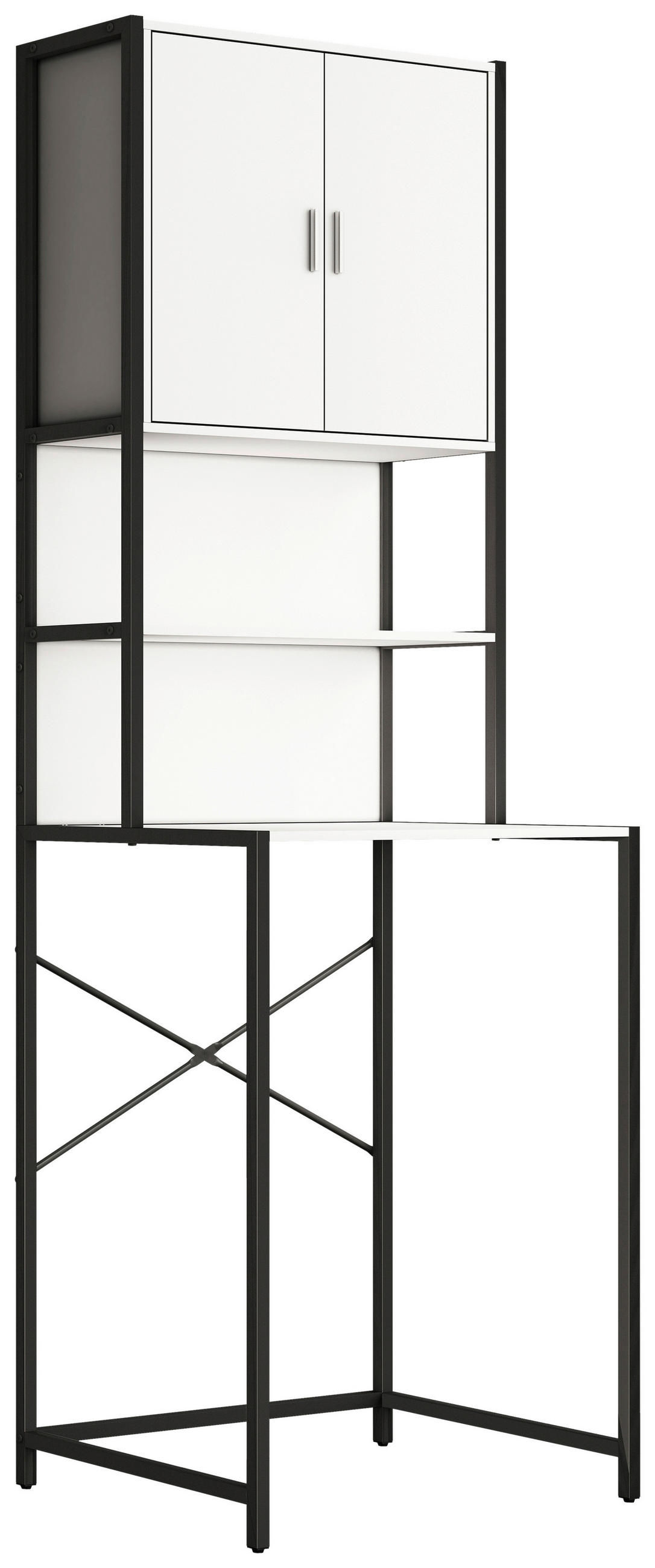 SKÅP FÖR TVÄTTMASKIN 64/189/48 cm  i vit  - vit/silver, Modern, metall/trämaterial (64/189/48cm) - MID.YOU