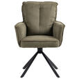 ARMLEHNSTUHL  Stoffauswahl, Sitzfläche 180° drehbar Cord  - Schwarz/Olivgrün, Design, Textil/Metall (62/95/67cm) - Novel