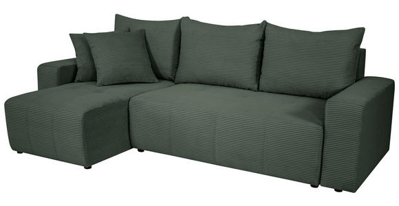 ECKSOFA inkl. Funktion Waldgrün Cord - Waldgrün/Schwarz, Design, Kunststoff/Textil (248/146cm) - Xora