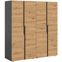 DREHTÜRENSCHRANK 160/180/51 cm,  in Anthrazit, Eiche Artisan, 4-türig  - Anthrazit/Eiche Artisan, MODERN, Holzwerkstoff (160/180/51cm) - MID.YOU