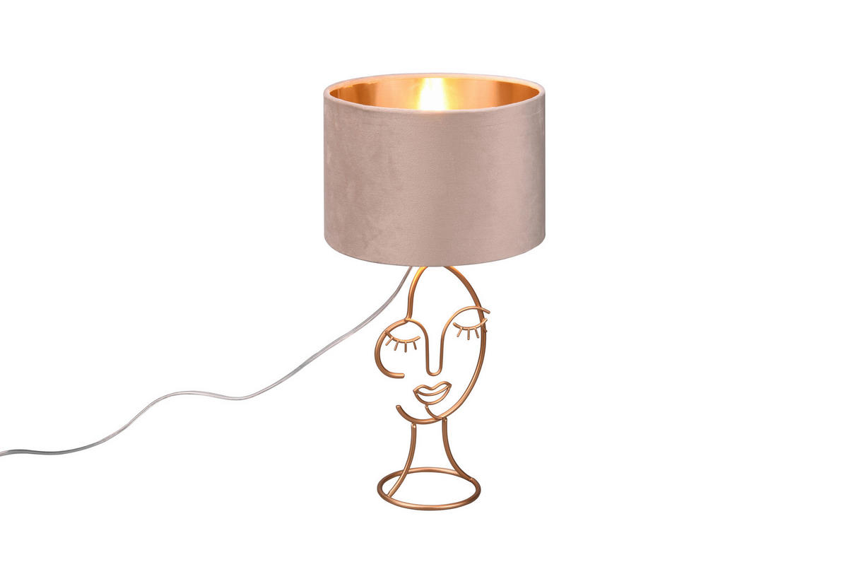 TISCHLEUCHTE 24/45,5 cm   - Beige/Goldfarben, KONVENTIONELL, Textil/Metall (24/45,5cm)