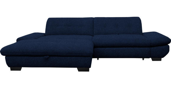 ECKSOFA in Mikrofaser Blau  198/290 cm  - Blau/Schwarz, Design, Textil/Metall (198/290cm) - Xora