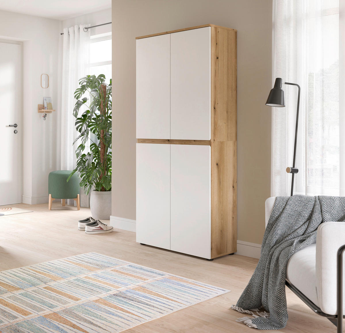 GARDEROBENSCHRANK  in 70/175/37 cm  - Eichefarben/Schwarz, Design, Holzwerkstoff/Kunststoff (70/175/37cm) - Livetastic