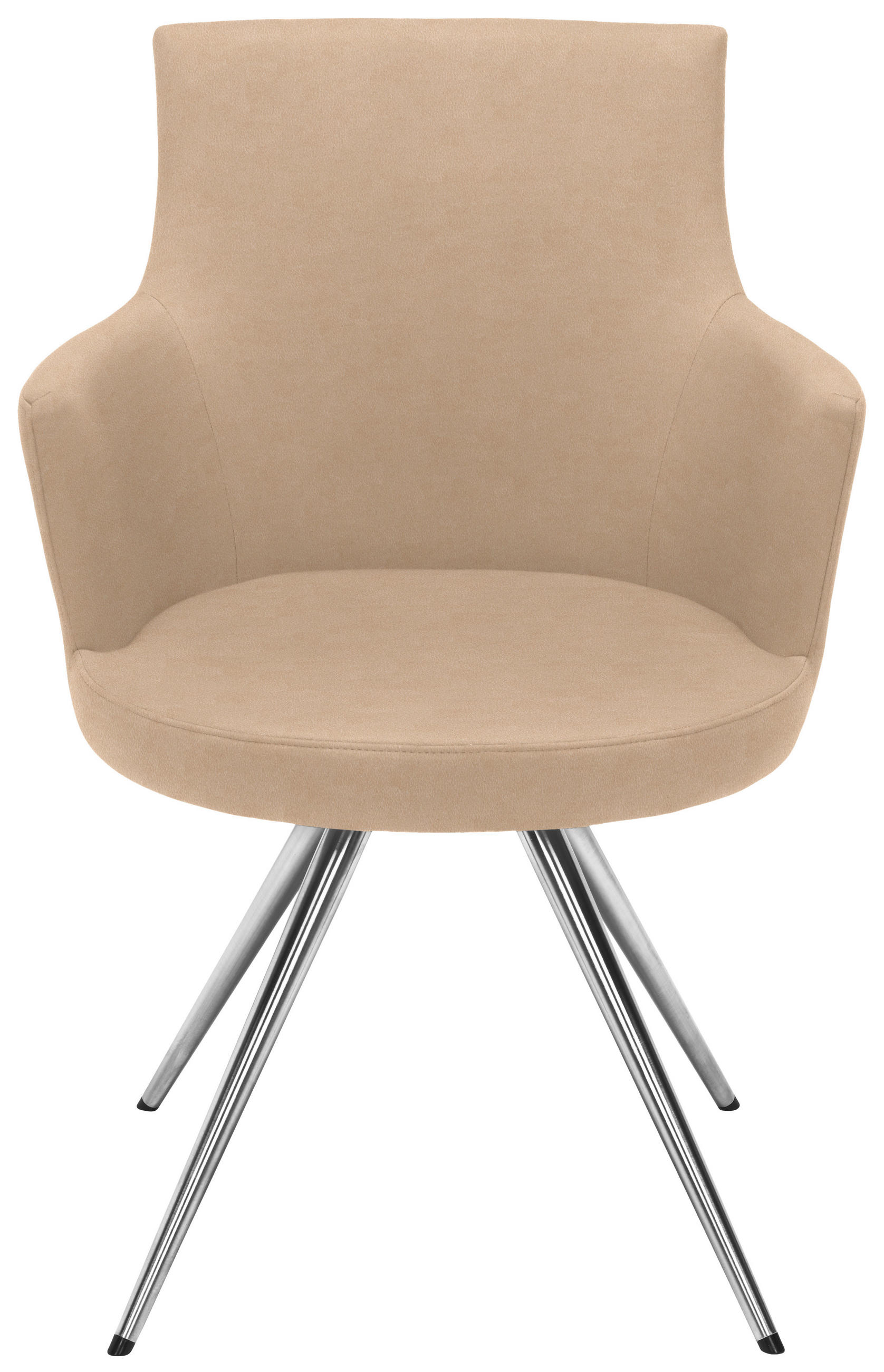 ARMLEHNSTUHL  in Stahl Lederlook, Mikrofaser  - Hellbraun/Edelstahlfarben, Design, Textil/Metall (60/87/62cm) - Venjakob