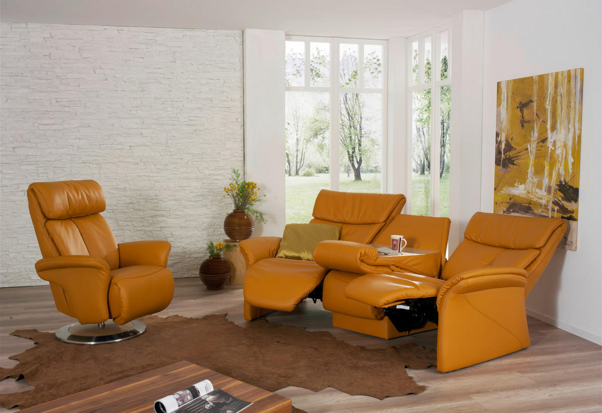 TRAPEZSOFA in Echtleder Creme  - Creme, KONVENTIONELL, Leder (208/107/103cm) - Himolla Komfortklass