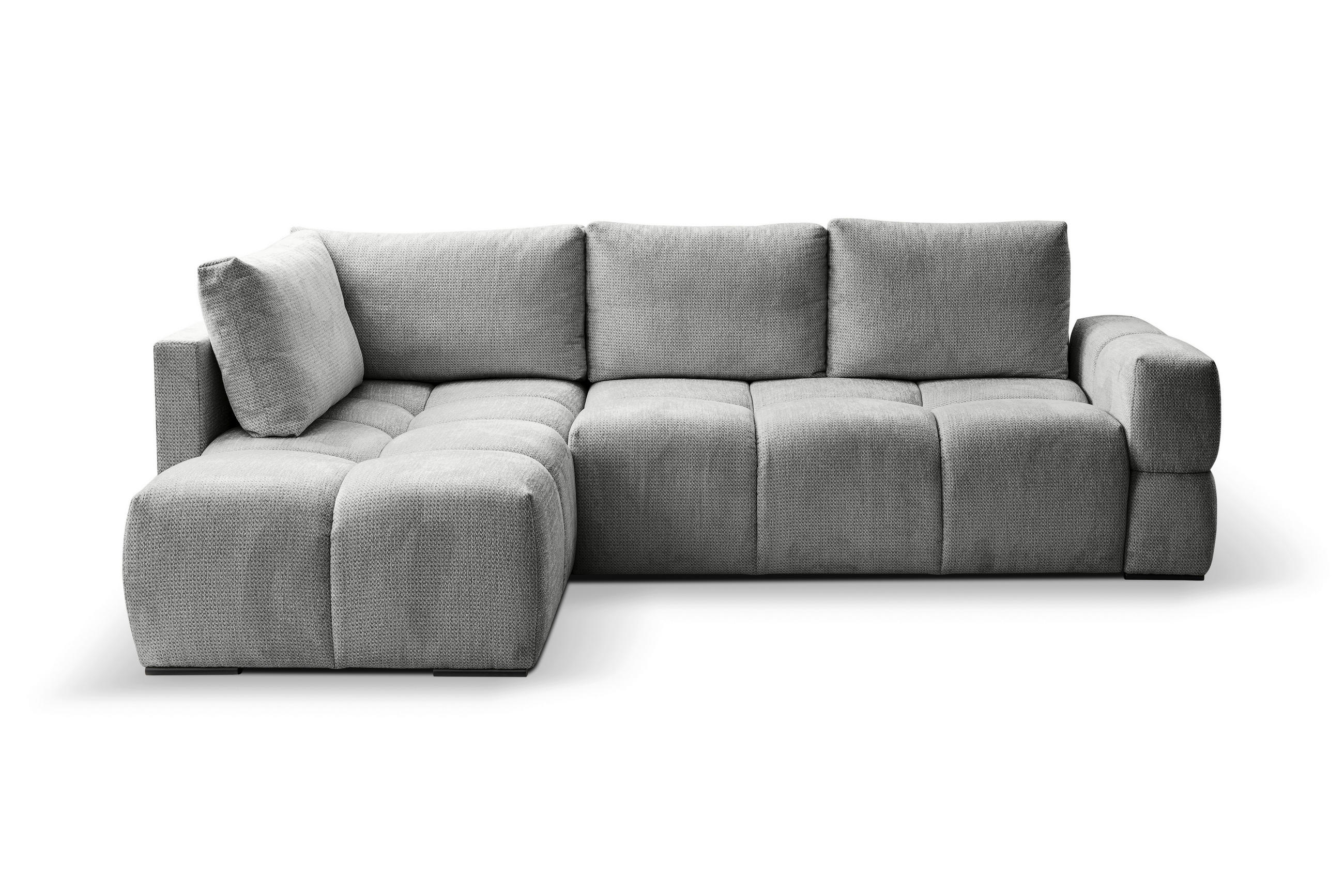 ECKSOFA in Chenille Silberfarben  - Silberfarben/Schwarz, Design, Textil/Metall (267/185cm) - Stylife