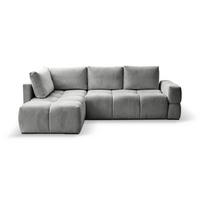 ECKSOFA in Chenille Silberfarben  - Silberfarben/Schwarz, Design, Textil/Metall (267/185cm) - Stylife