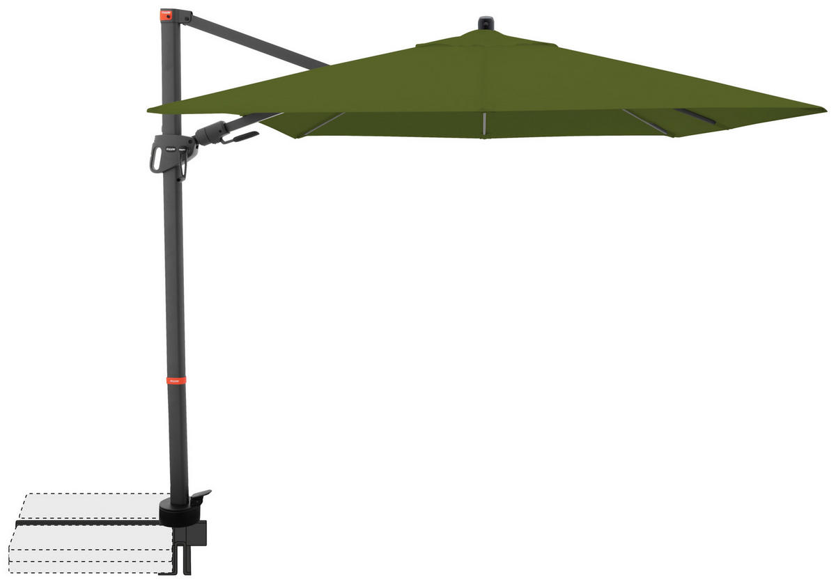 AMPELSCHIRM 210x210 cm  - Anthrazit/Grün, Basics, Textil/Metall (210/210cm) - Doppler