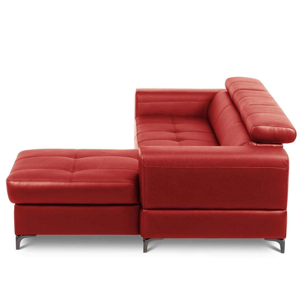 ECKSOFA  in Lederlook Echtleder Rot  - Rot/Schwarz, Design, Leder/Textil (247/173cm) - Livetastic