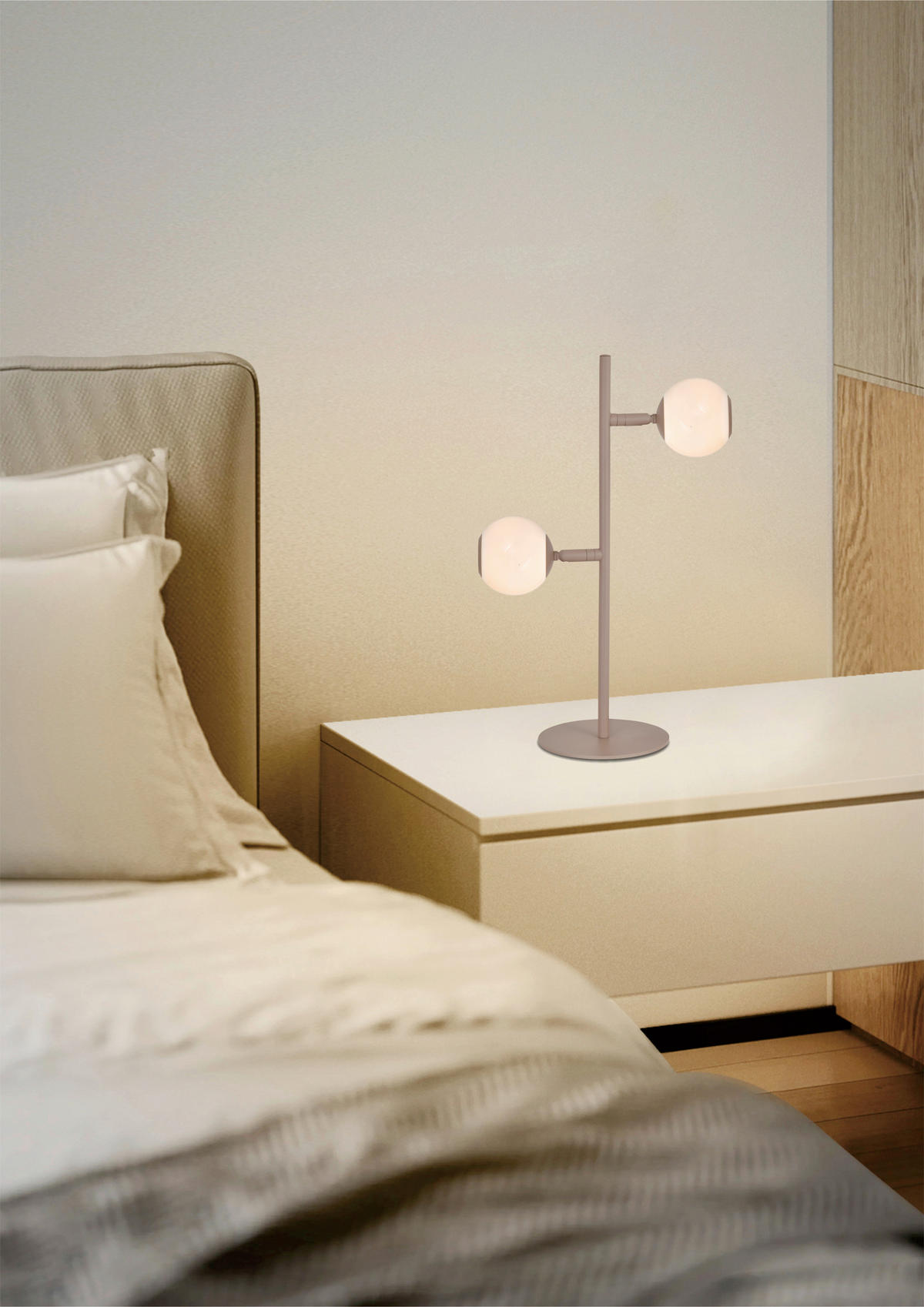 LED-TISCHLEUCHTE Luberon 32,5/49,5/19 cm  - Sandfarben/Schwarzchrom, Design, Glas/Kunststoff (32,5/49,5/19cm)
