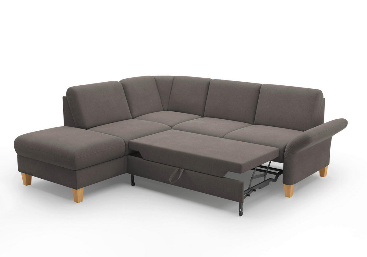 ECKSOFA ROCHELLE E Graphitfarben Flachgewebe  - Eichefarben/Graphitfarben, KONVENTIONELL, Holz/Textil (216/240cm) - Sit & More