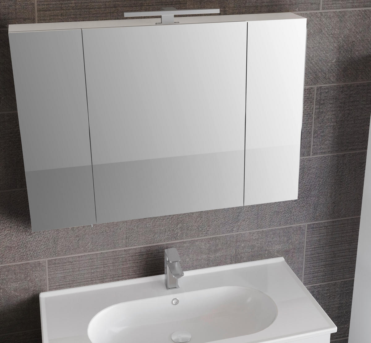BADEZIMMER 3-teilig  in  - Chromfarben/Weiß, Basics, Keramik/Holzwerkstoff (100/136/46cm) - Welnova