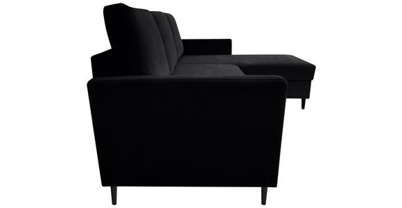 ECKSOFA Schwarz Chenille  - Schwarz, KONVENTIONELL, Holz/Textil (159/221cm) - Carryhome