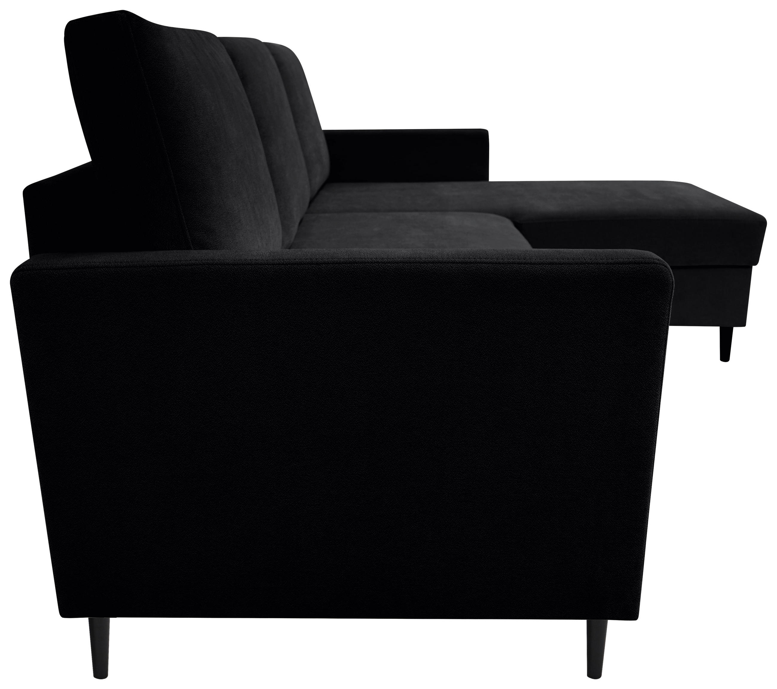ECKSOFA Schwarz Chenille  - Schwarz, KONVENTIONELL, Holz/Textil (159/221cm) - Carryhome